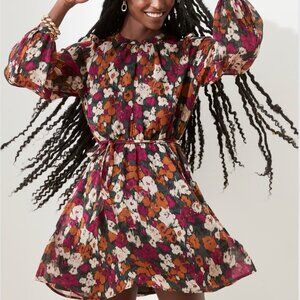 NWT Banana Republic Long-Sleeved Knee-Length Floral Dress with Tied Waist